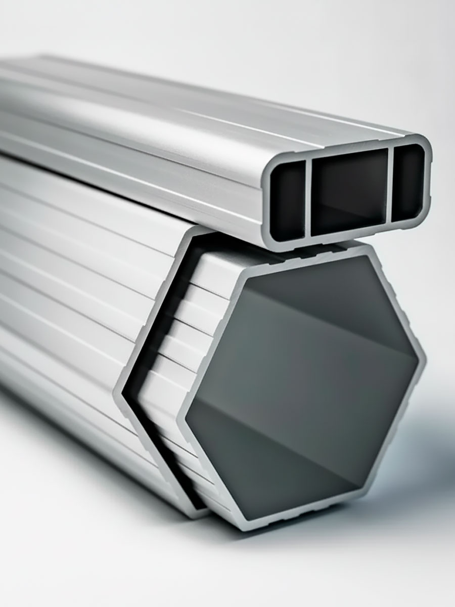 Perfil hexagonal de aluminio anodizado 50×2 mm con costillas 36×18 mm — BigFoot ULTRA